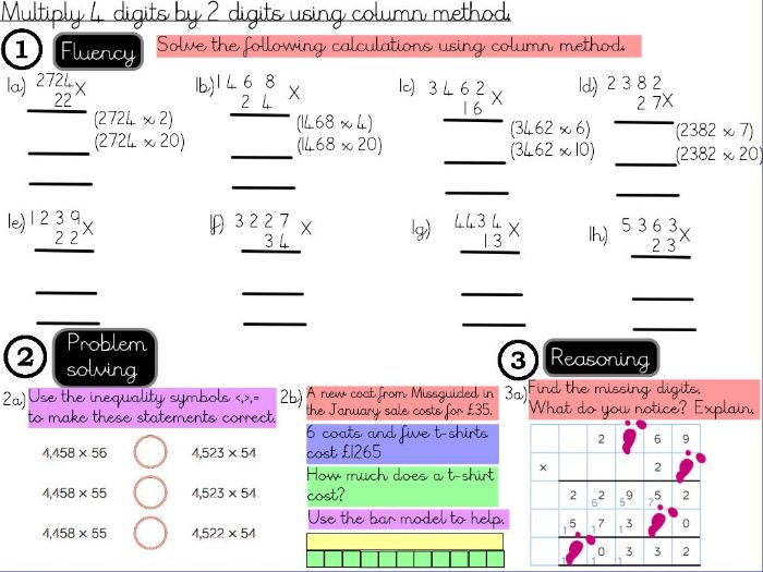 Multiplication and Division Multiply 4digits by 2 digits Year 5