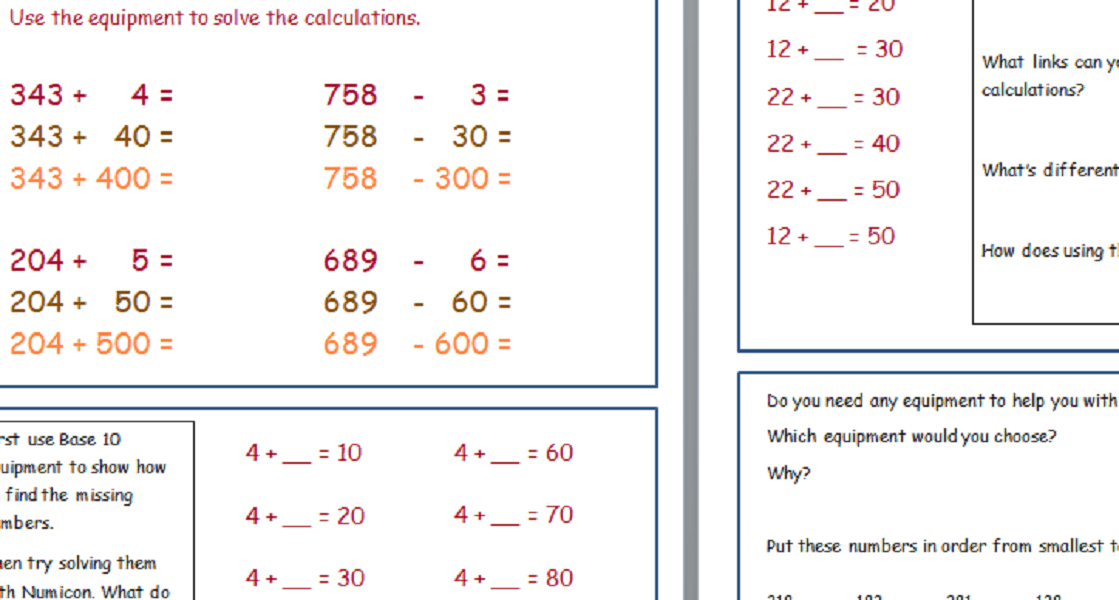 Exploring the use of mathematical manipulatives Numicon and Base 10