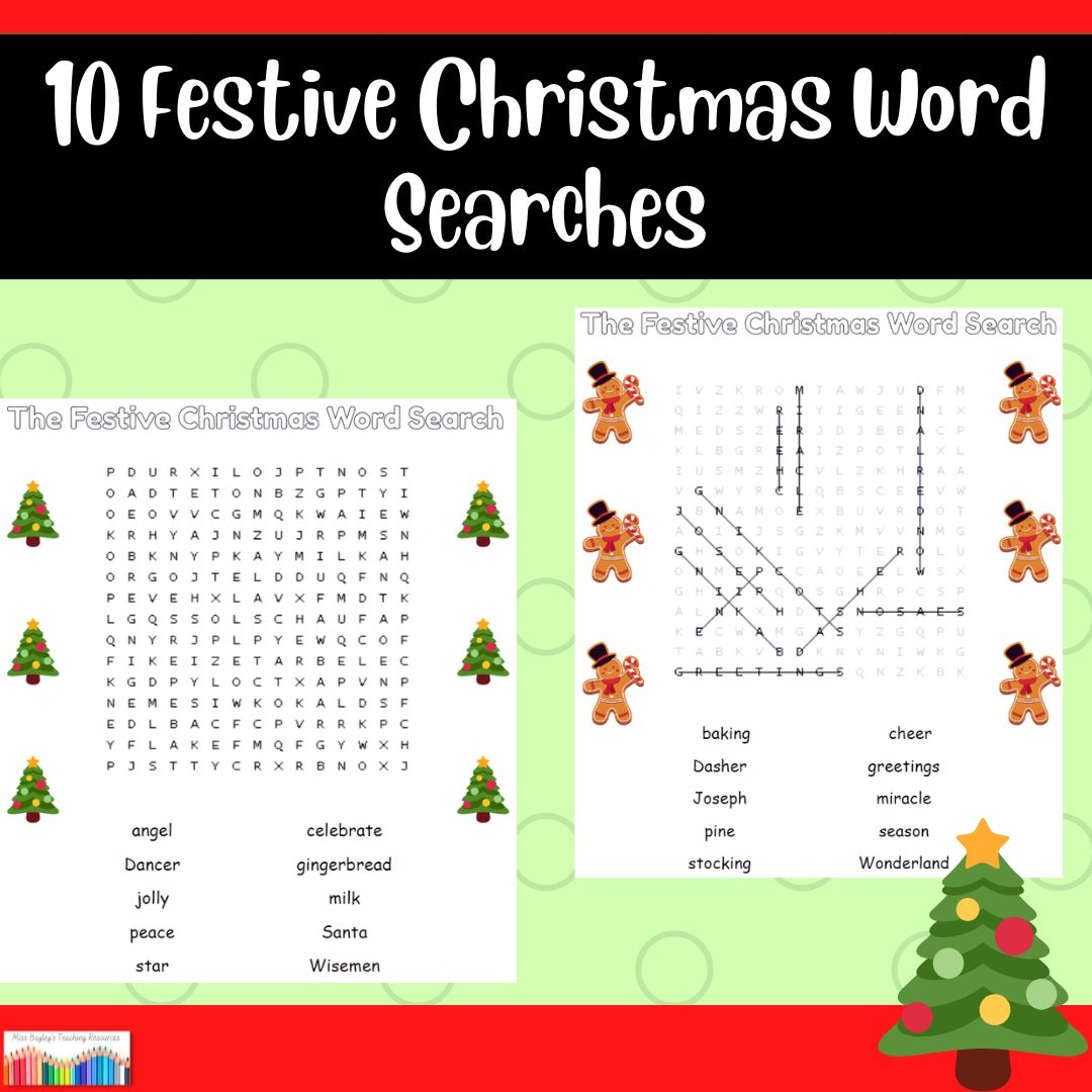 10 Festive Christmas Word Searches - Includes Answers | Teaching Resources