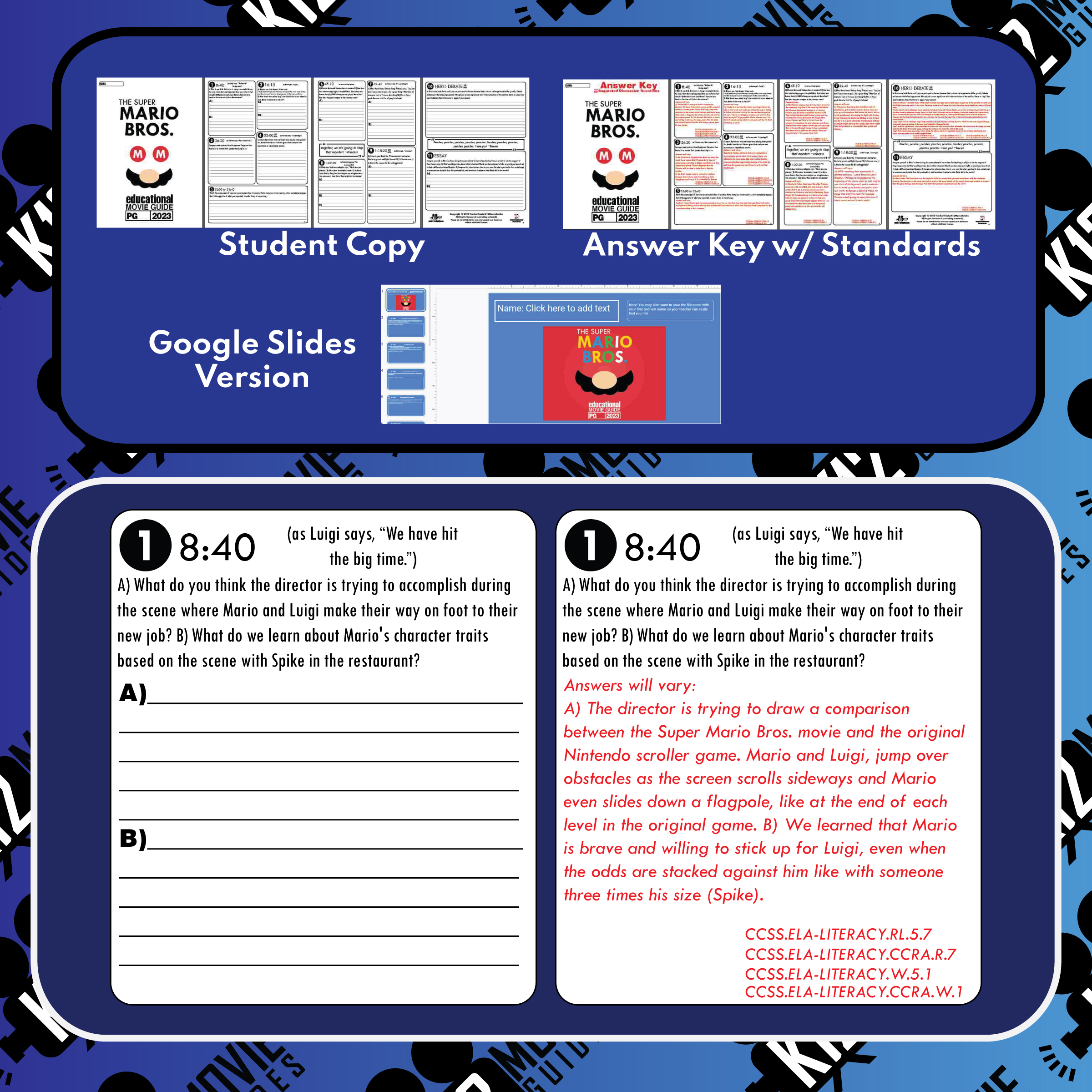 The Super Mario Bros. Movie Guide Worksheet Questions (PG 2023