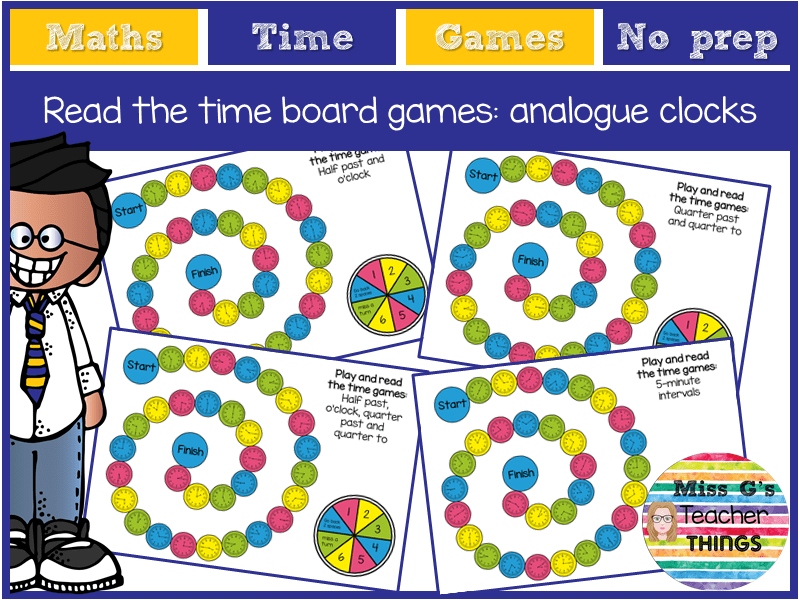 Telling the time board games Maths analogue clock games for all