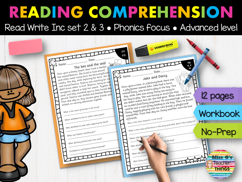 RWI Reading Comprehension Book for Set 2 and Set 3 phonics sounds