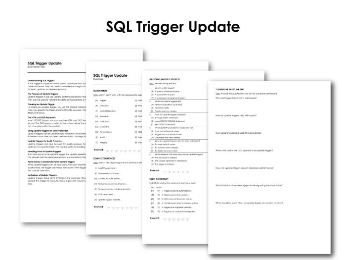 SQL Trigger Update Teaching Resources