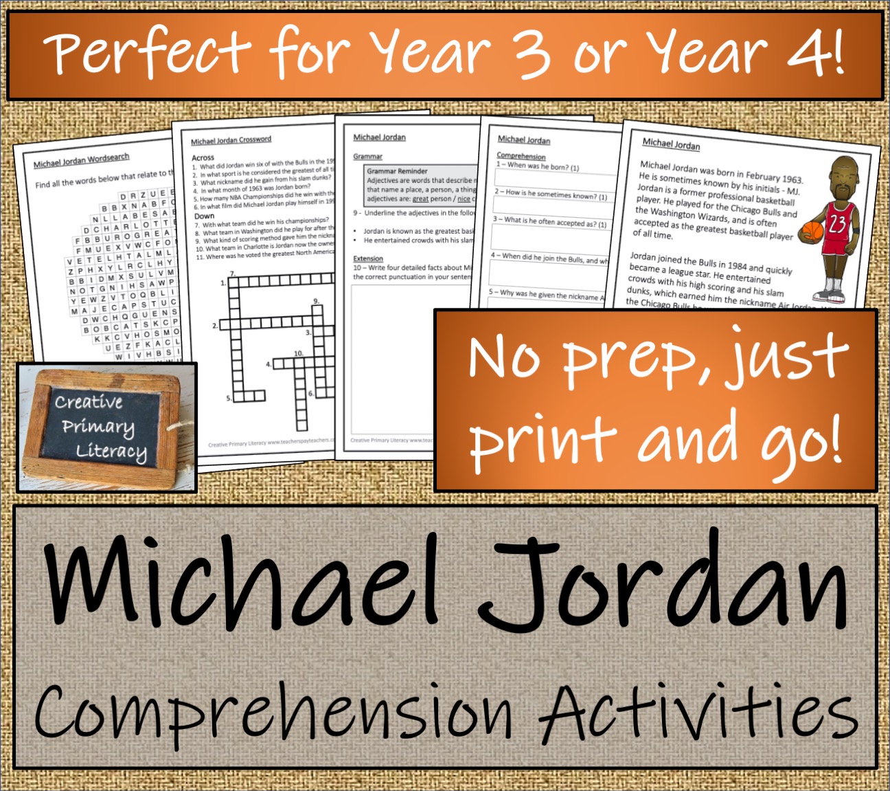LKS2 Michael Jordan Reading Comprehension Activity Teaching Resources