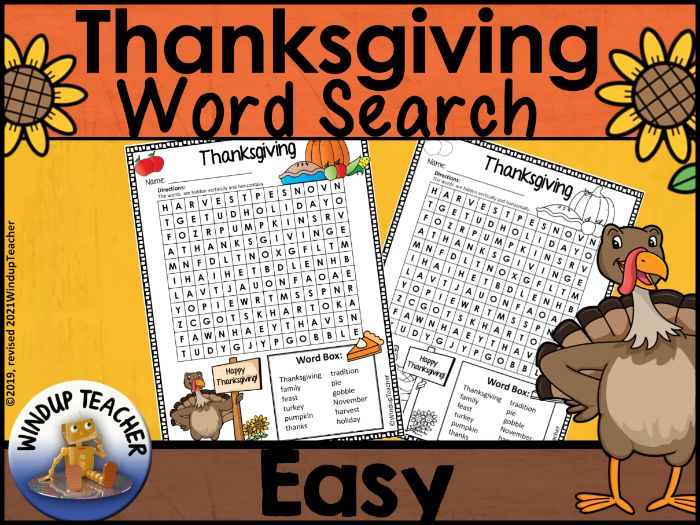 Thanksgiving Word Search | EASY Puzzle | Teaching Resources