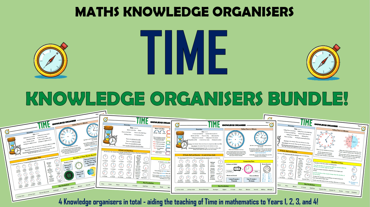Time Maths Knowledge Organisers Bundle! Teaching Resources