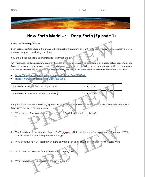 How Earth Made Us DEEP EARTH Movie Guide BBC Documentary Teaching