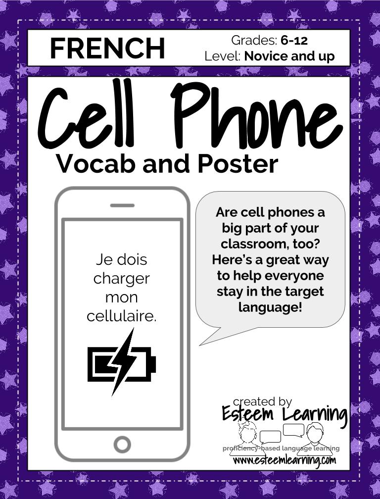 French Cell Phone Vocab & Poster Teaching Resources