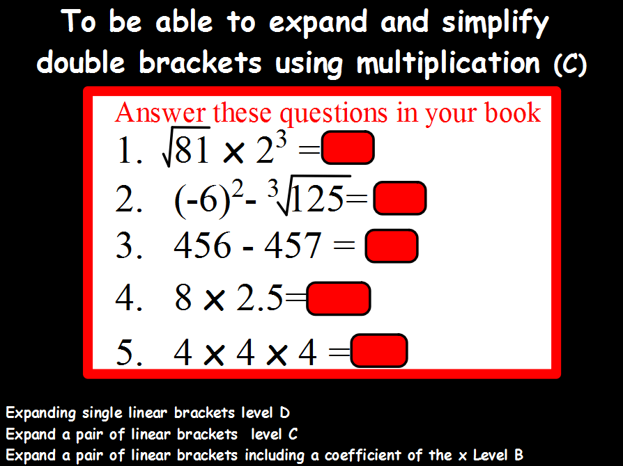 Expanding double brackets Teaching Resources
