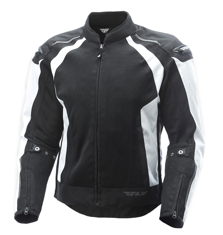 FLY STREET Coolpro Mesh Motorcycle Jacket (White/Black) L (Large)