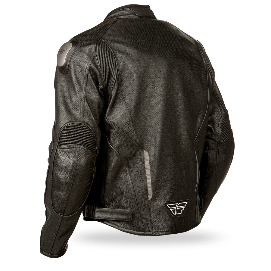 FLY STREET APEX Leather Motorcycle Riding Jacket (Black) Choose Size
