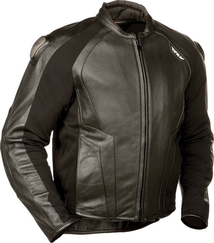 FLY STREET APEX Leather Motorcycle Riding Jacket (Black) Choose Size