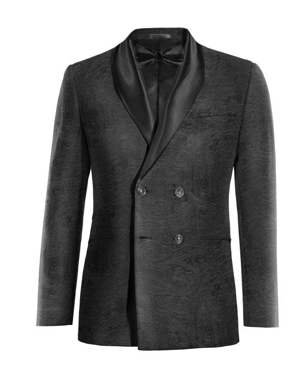 Black paisley Velvet doublebreasted shawl lapel Dinner Jacket