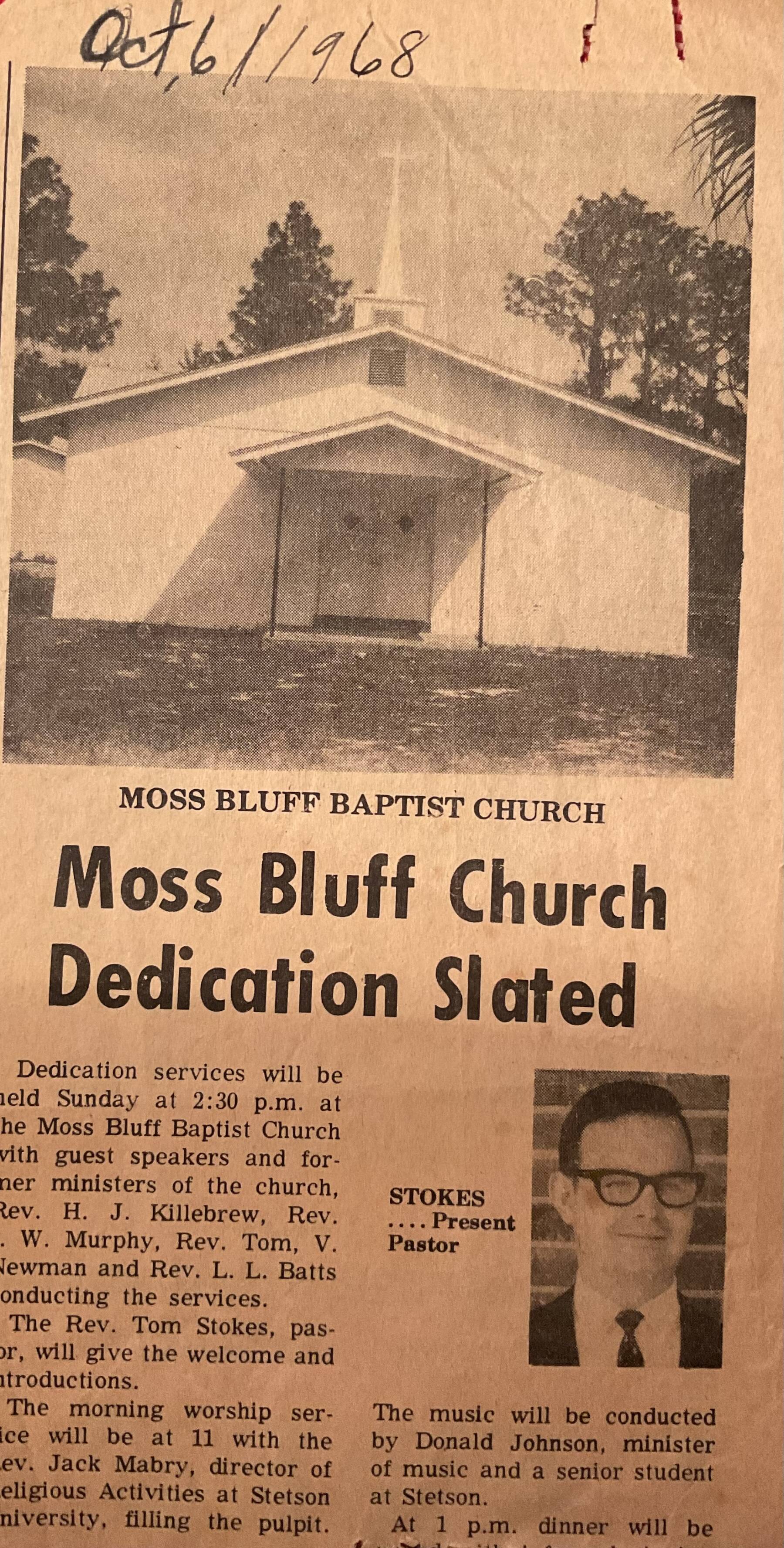 Our History Moss Bluff Baptist Church