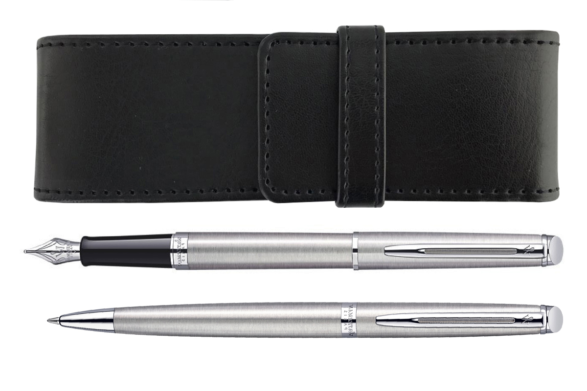 Waterman Hemisphere Stainless Steel CT Vulpen + Balpen + Etui Set