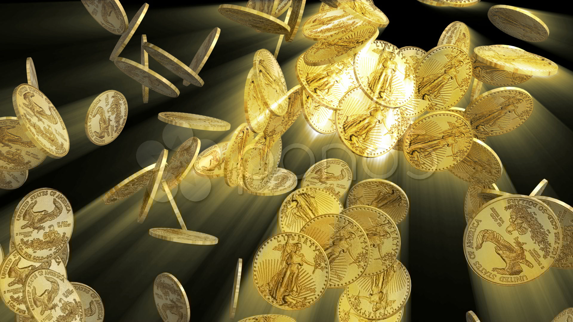 Gold Coins Falling With Shine Hd Stock Video 110667 HD Stock Footage