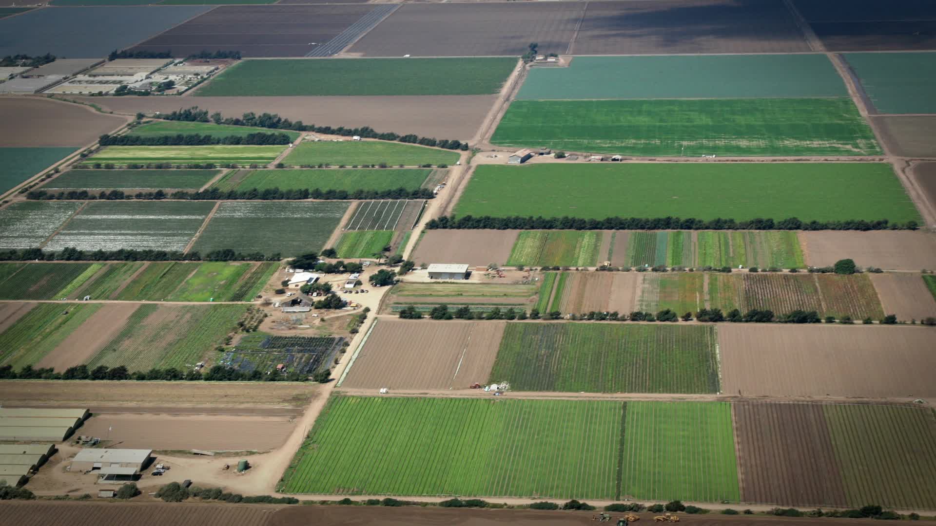 Beautiful Farmland Flyby Aerial Shot Of Huge Farms In The Midwest Stock
