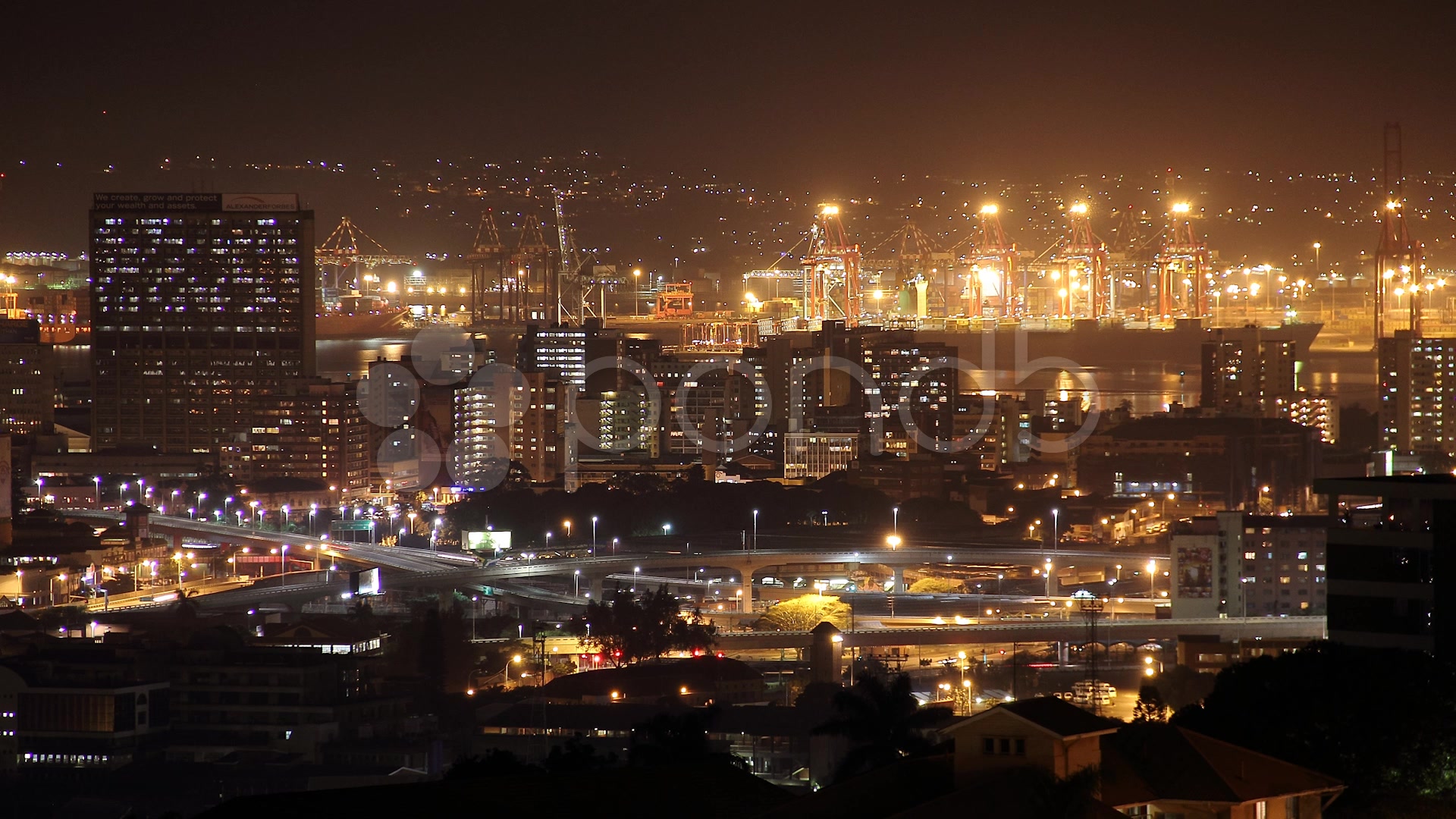 Video Timelapse of Durban City Night Traffic Harbour Durban Stock