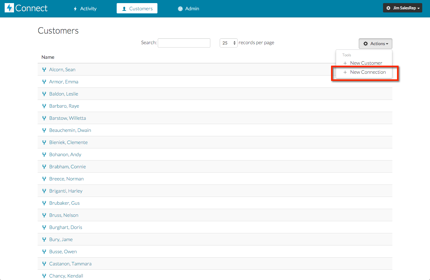 Add New Connection from the Customer List Page DTN Connect