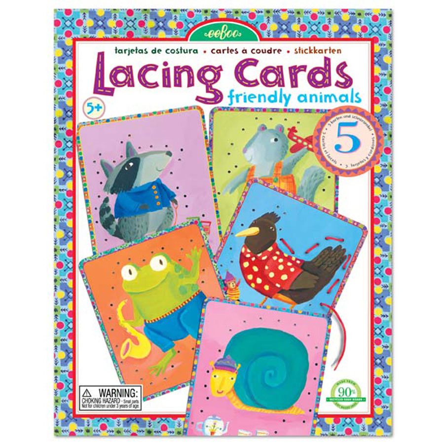 Friendly Animals Lacing Cards Fat Brain Toys