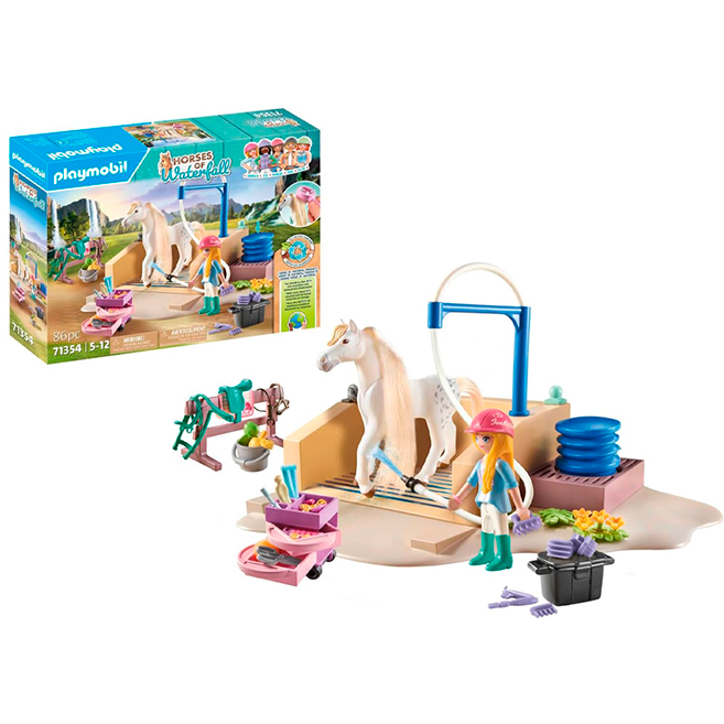 Playmobil Horses of Waterfall Washing Station with Isabella and Lioness