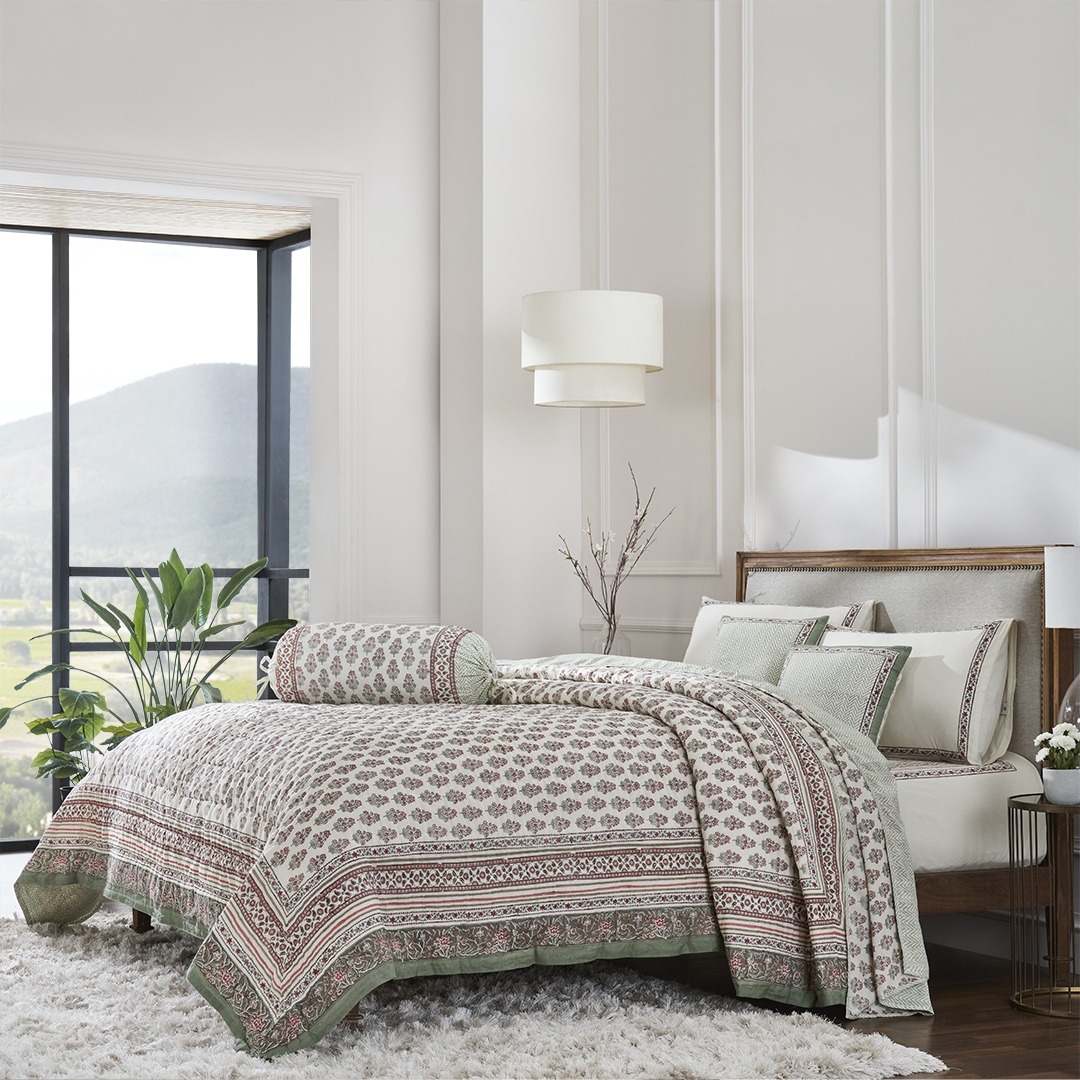 Buy Aradhya Block Print Cotton Bedding Set (7 Piece Set) [2000] Online at Best Price