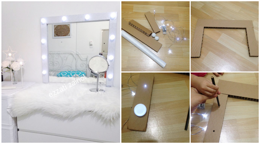 Cara DIY Cermin Mekap Berlampu Dengan Kos Paling Bajet. 'Simple' Tapi