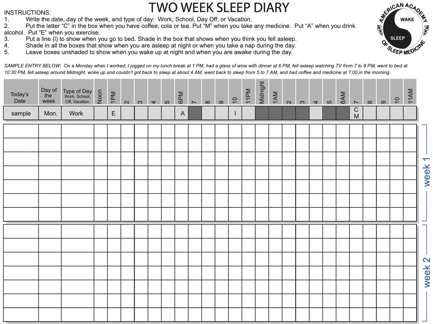 Insomnia Assessment Sleep History