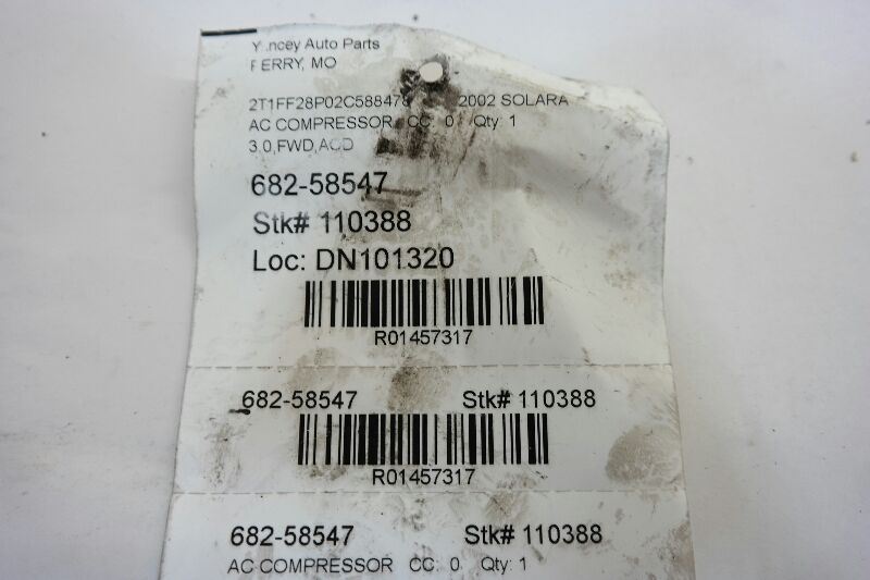 19992003 Toyota Solara 3.0L AC Compressor 6 Cylinder eBay