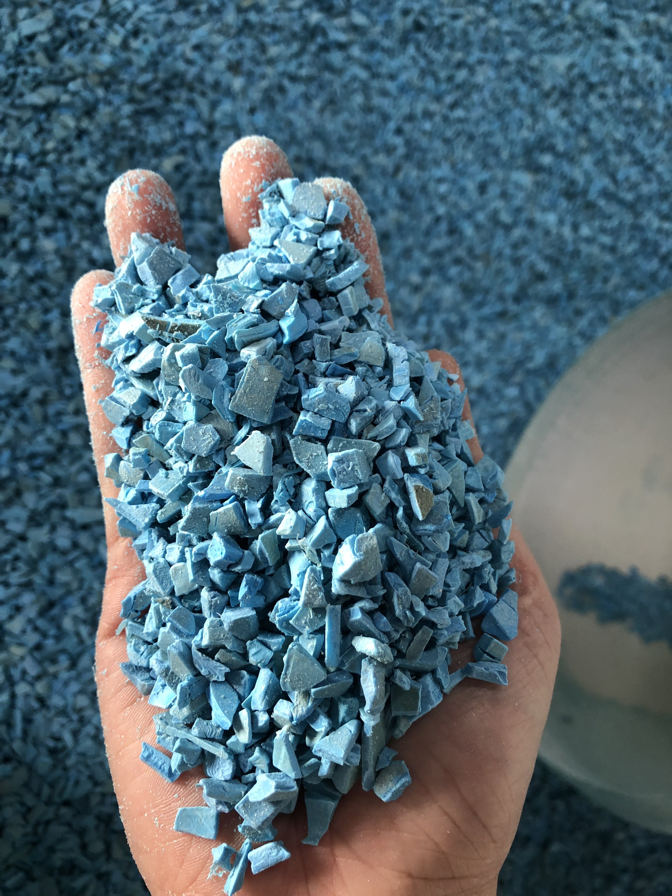 PVC, Regrind, Blue pvc pipe regrind