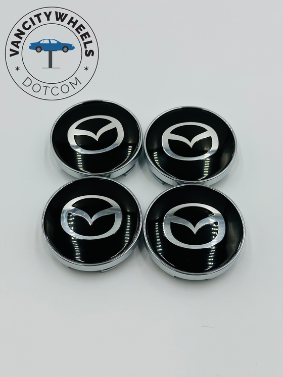 Premium 4Pcs MAZDA Wheel Center Caps in Varied Sizes & Wheel Cap Base Colors Vancity Wheels