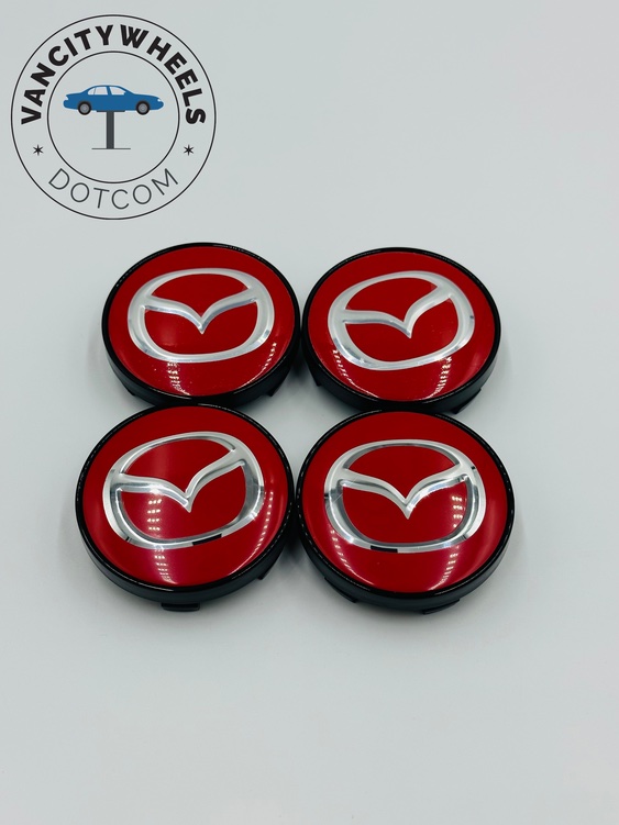 Premium 4Pcs MAZDA Wheel Center Caps in Varied Sizes & Wheel Cap Base Colors Vancity Wheels