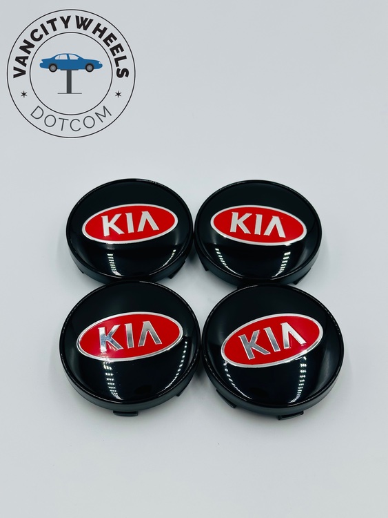 Premium 4Pcs KIA Wheel Center Caps in Varied Sizes & Wheel Cap Base
