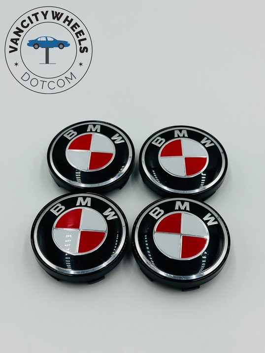 Premium 4Pcs BMW Wheel Center Caps in Varied Sizes and Wheel Cap Base