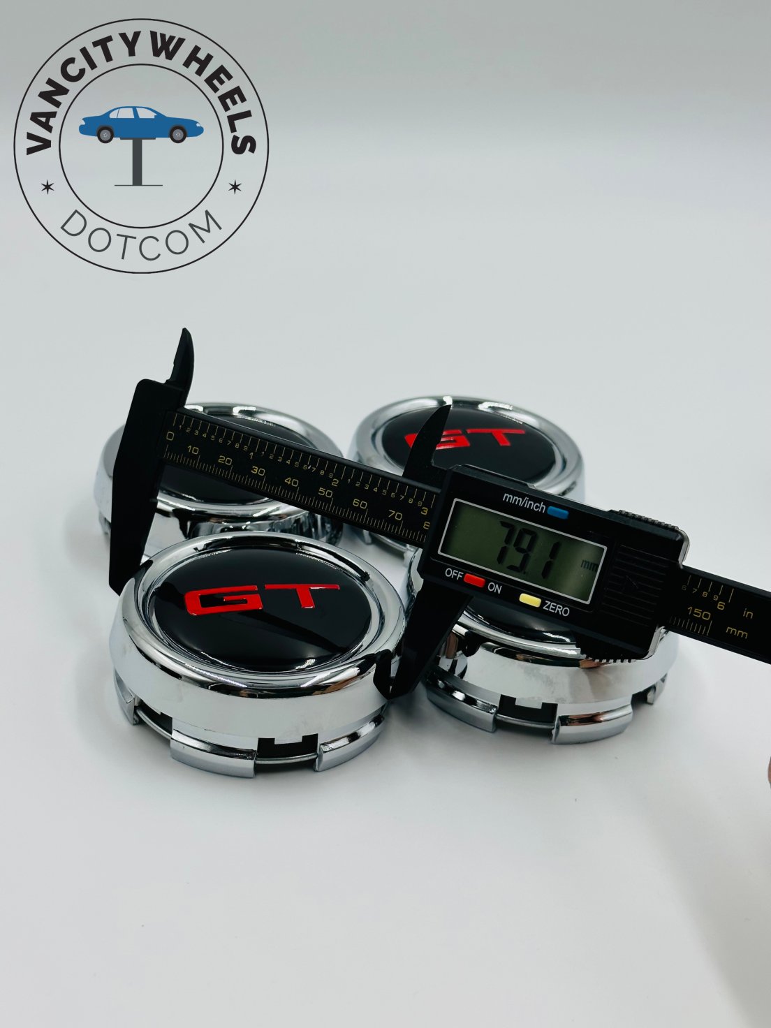 Premium 4Pcs GT Wheel Center Caps in Varied Sizes & Wheel Cap Base