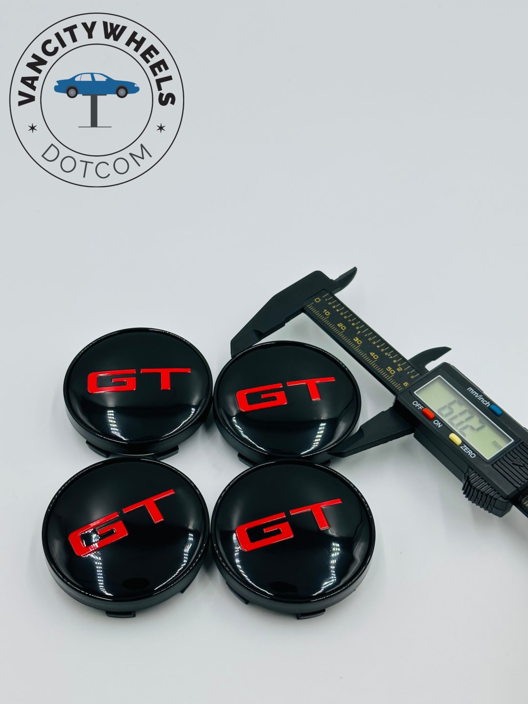 Premium 4Pcs GT Wheel Center Caps in Varied Sizes & Wheel Cap Base