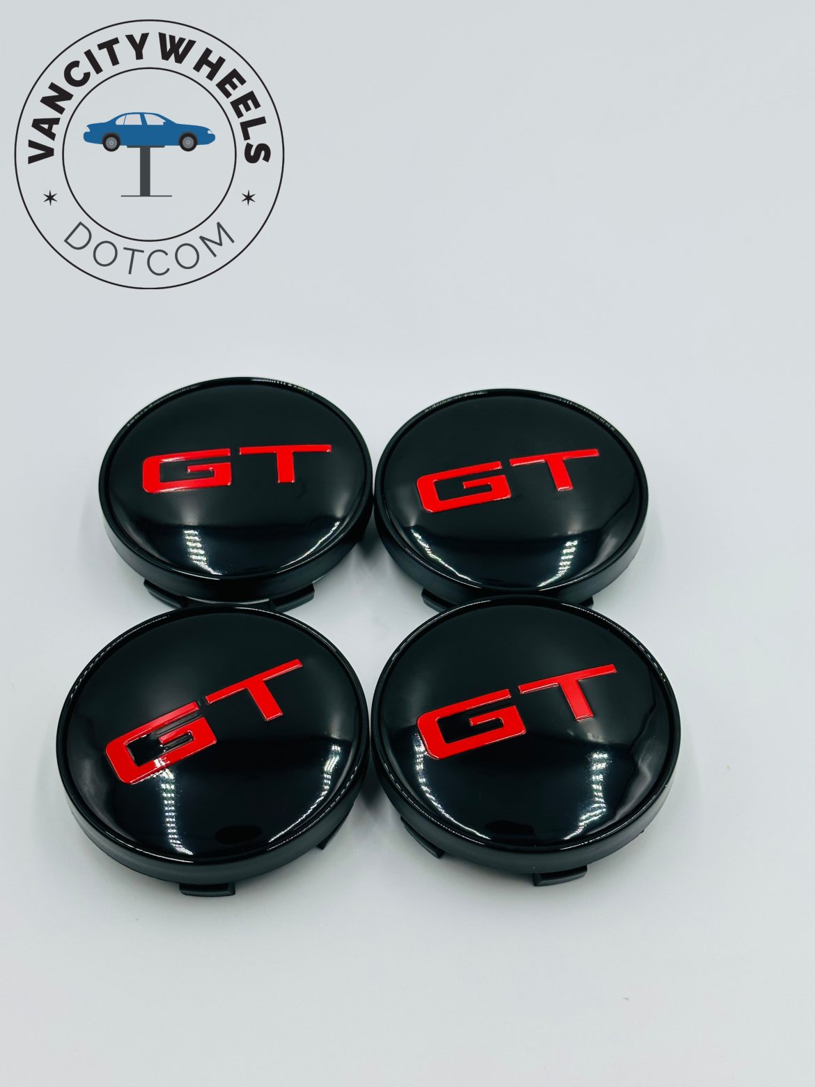 Premium 4Pcs GT Wheel Center Caps in Varied Sizes & Wheel Cap Base