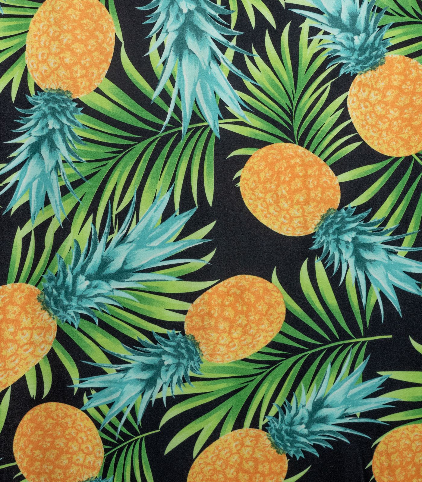 Black/Yellow/Teal Pineapples/Tropical Double Brushed Poly Olga's Closet