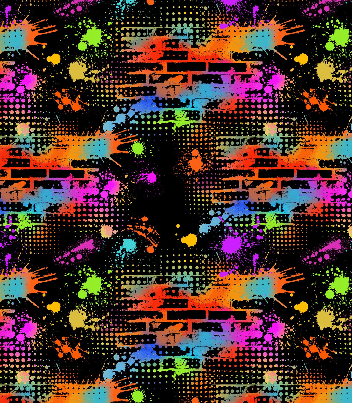 Neon Black/Orange/Lime Green Paint Splatter/Polka Dot Exclusive Print