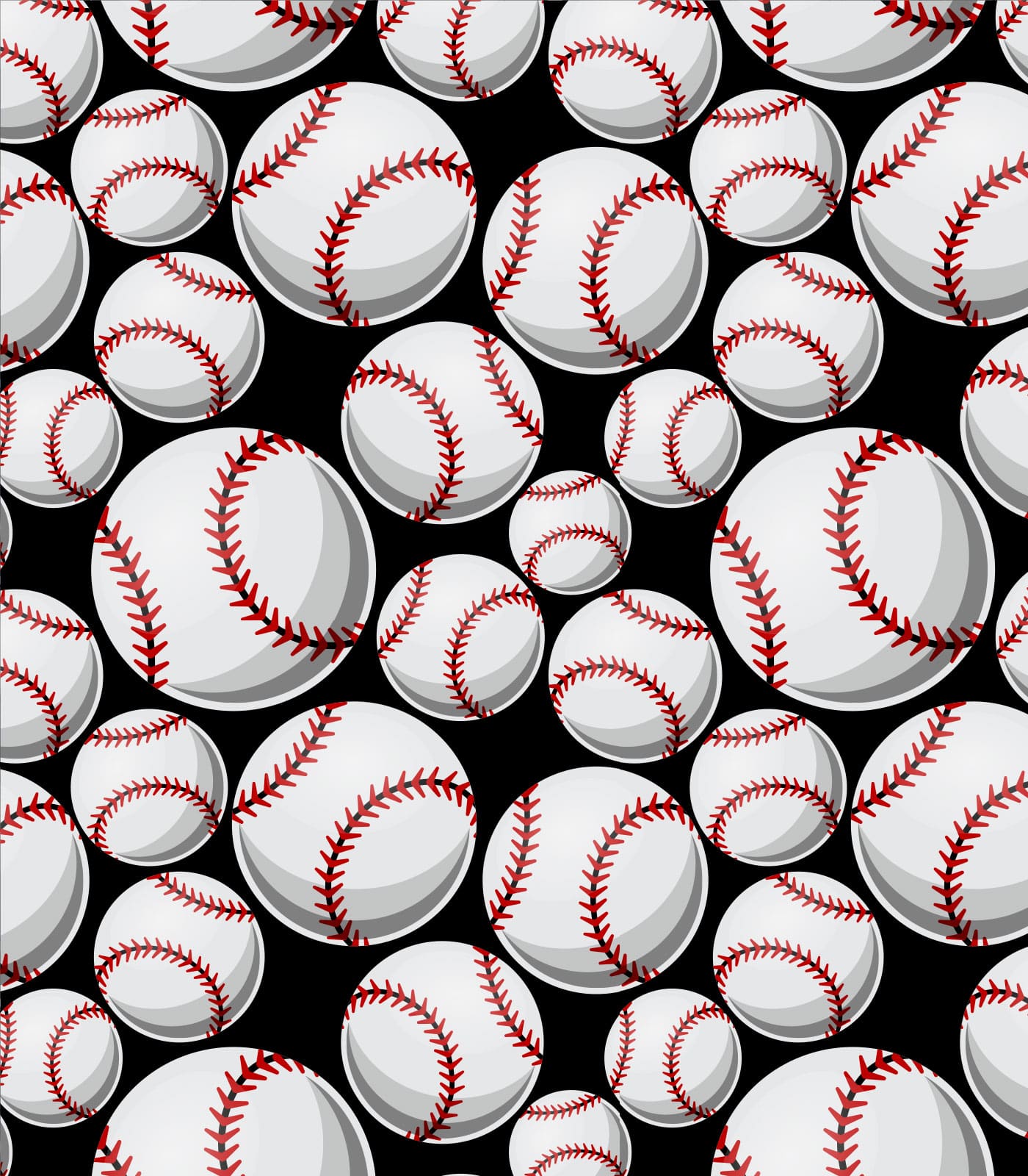 Black/White/Red Baseballs Exclusive Print Olga's Closet