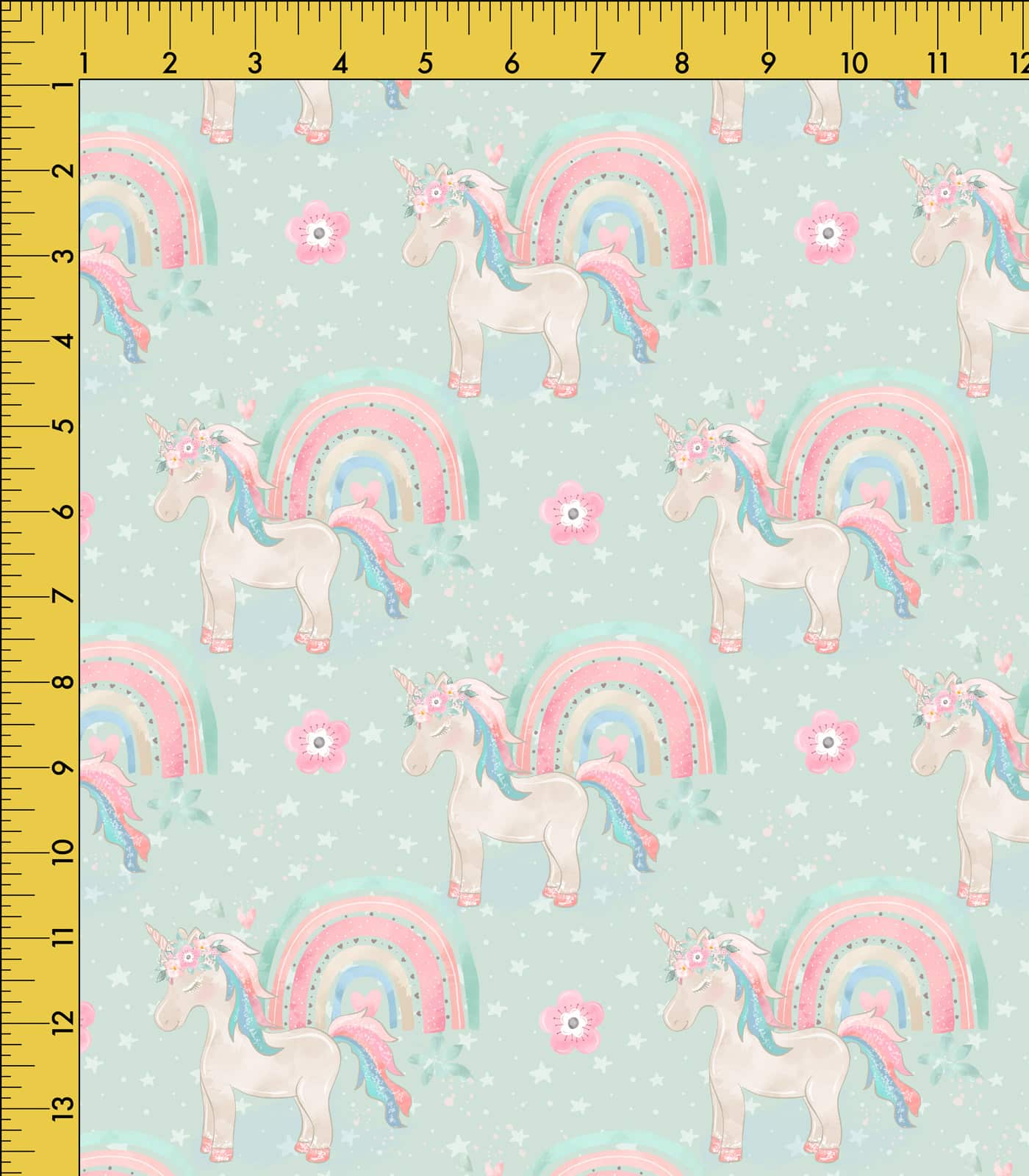 Light Green/Tan/Baby Pink Rainbows/Unicorns Exclusive Print Olga's Closet