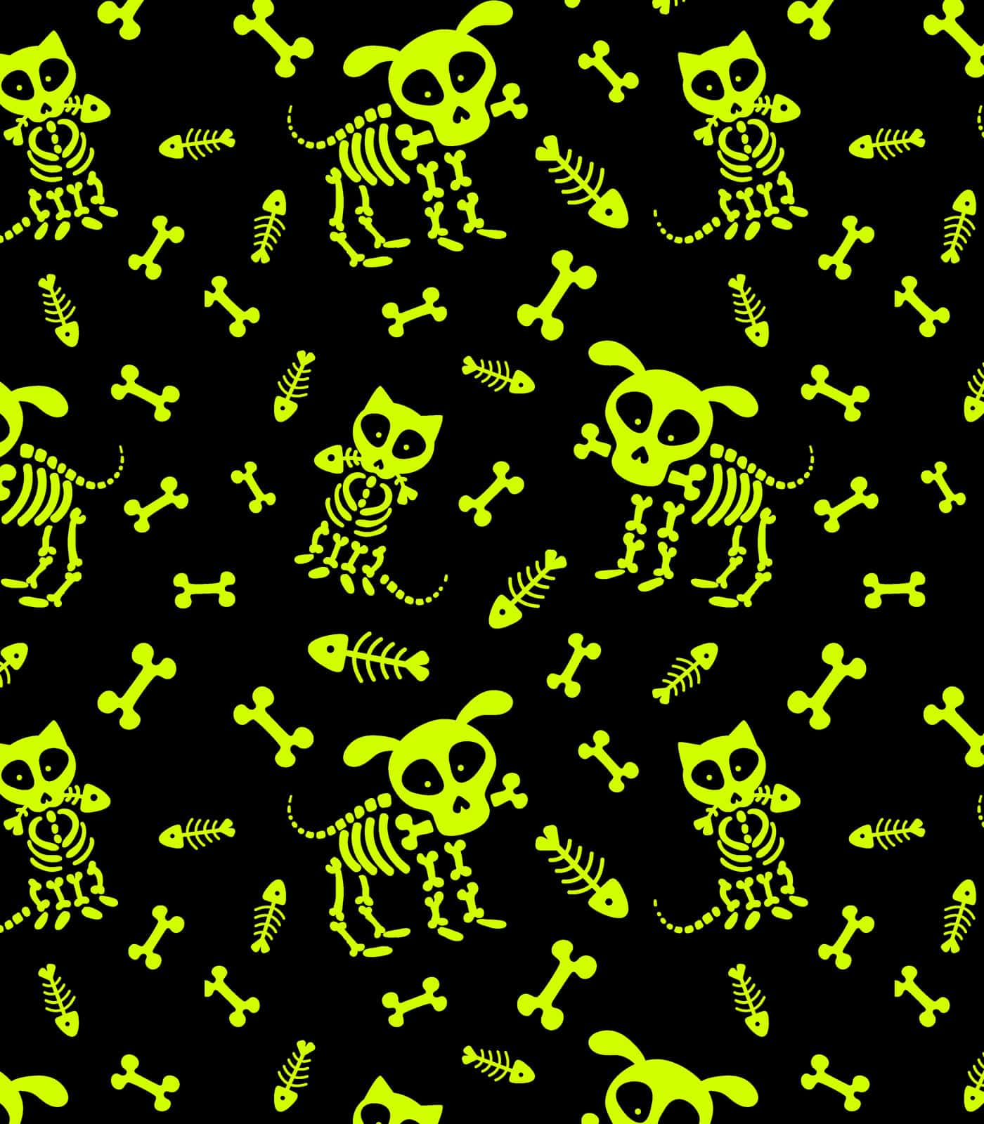 Black/Lime Green Bones/Dog Bones Exclusive Print Olga's Closet
