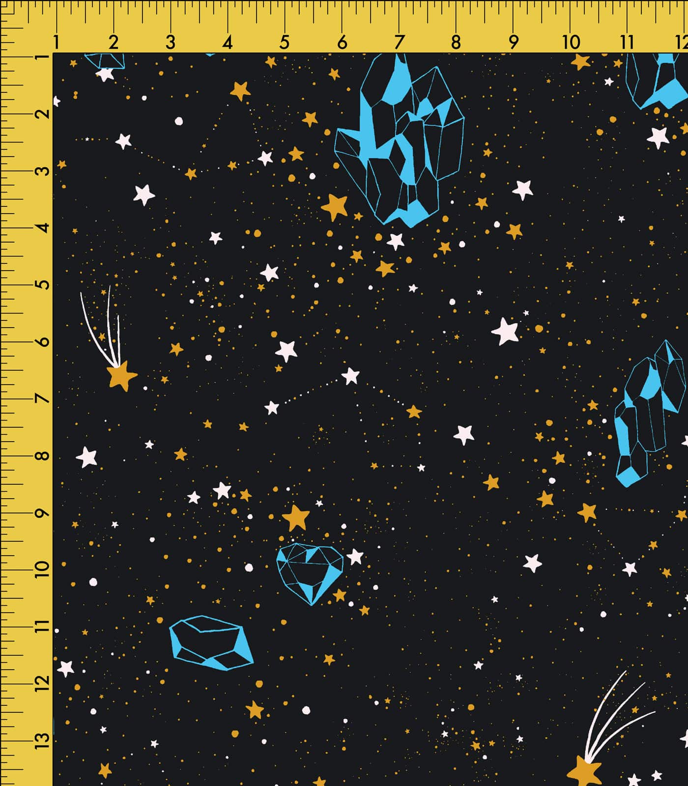 Black/Sky Blue/Gold Crystal Stones/Stars Exclusive Print Olga's Closet