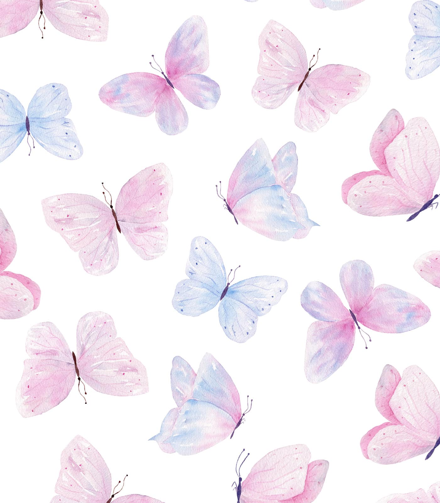 Pastel White/Pink/Blue Watercolor/Butterflies Exclusive Print Olga's