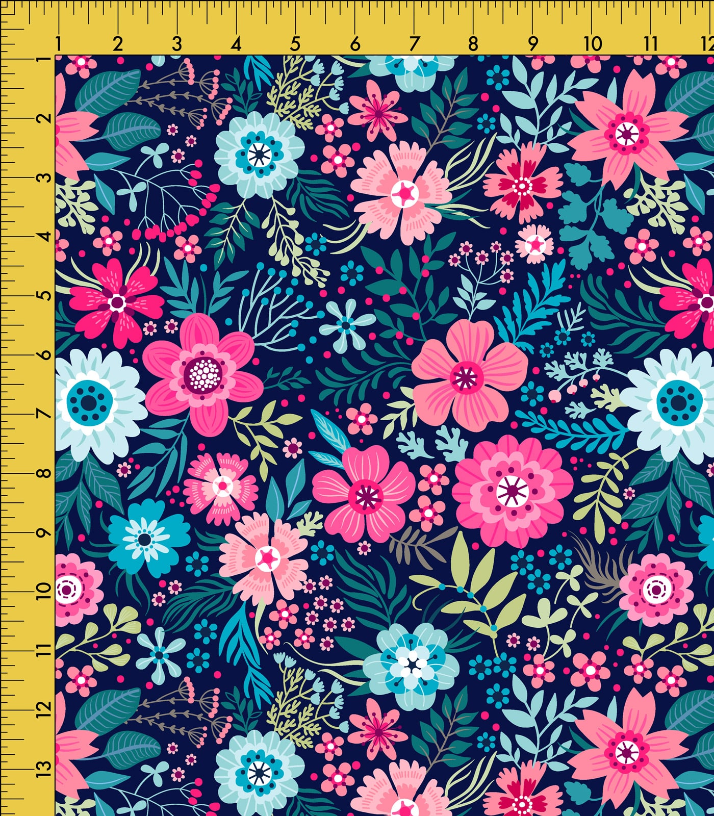 Navy Blue/Pink/Teal Ditsy Floral Exclusive Print Olga's Closet