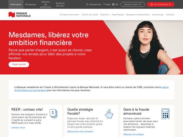 Bienvenue au bnc.ca page Solutions bancaires aux particuliers