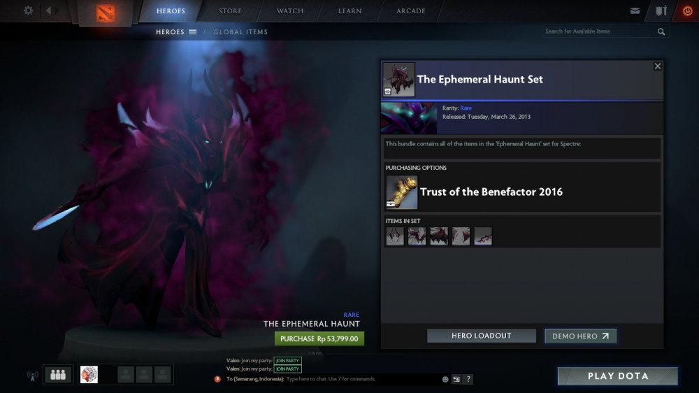 Jual The Ephemeral Haunt (Spectre Set) Dota 2 dari Setor Store itemku