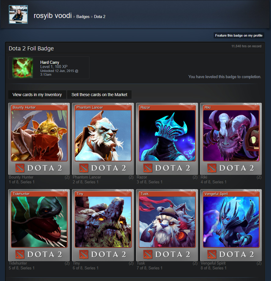 Jual Steam Trading card Dota 2 FOIL dari Ako MID itemku