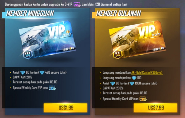 Jual Member Mingguan Garena Free Fire dari Marz Shop itemku