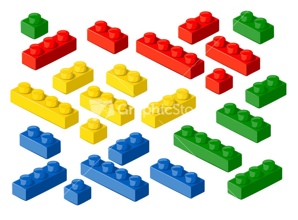 Plastic Blocks. Vector Design Elements.